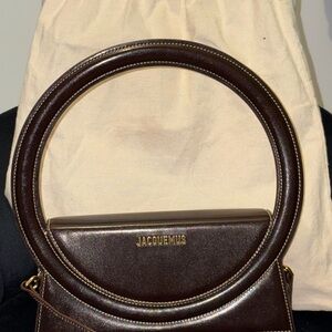 Jacquemus bag Dark Brown Circular Handle Leather Bag
